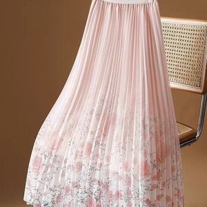 New Ladies Dress <strong>Long</strong> <strong>Skirts</strong> Woman Fashion Pleated <strong>Summer</strong> Korean Floral Print <strong>Skirt</strong> - Product Image 3