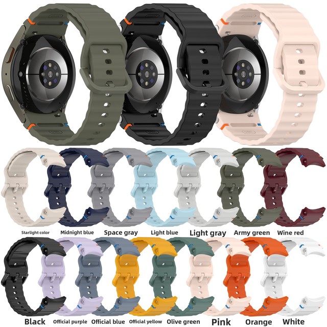 Wavy Stitched Silicone Watch Band for Samsung Galaxy Watch 7/6/5/4 / Watch FE, 20mm Quick Release Replacement Strap