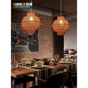 Lustre en bambou Huangqi E27, lumière blanche chaude, suspension ronde pour restaurant, hôtel, éclairage de couloir - Product Image 2