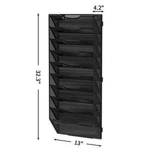 Porte-revues en maille métallique noire réglable 10 Sections-<span class=keywords><strong>rangement</strong></span> <span class=keywords><strong>mural</strong></span> pour documents papier pour le bureau - Product Image 5