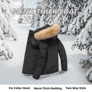 เสื้อโค้ทขนเป็ดสำหรับผู้ชาย, เสื้อโค้ทขนเป็ดแบบลำลองฤดูหนาวกลับได้มีปกเสื้อมีซิปปิดแจ็คเก็ตมีฮู้ดหนา - Product Image 2