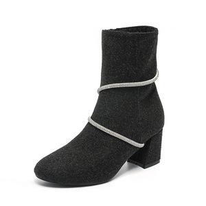 Bottines pour femmes à talons hauts, nouvelle collection automne-hiver 2023, talon épais, <span class=keywords><strong>bottes</strong></span> tendance - Product Image 1
