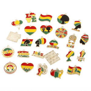 Colgante de mapa de África chapado en oro con esmalte, diseño de Reina y Rey del Día Juneteenth, para collar, pendientes, pulsera, <span class=keywords><strong>regalo</strong></span>, joyería DIY - Product Image 1