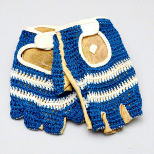 Gants de vélo pour sports de plein air, paume en cuir PU, dos tricoté au crochet, sangle de poignet réglable, conception à cinq doigts, antidérapants, séchage rapide - Product Image 1