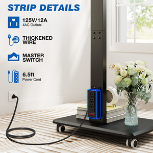 Soporte Móvil para <span class=keywords><strong>TV</strong></span> de <span class=keywords><strong>75</strong></span> <span class=keywords><strong>Pulgadas</strong></span> con Ruedas, Altura Ajustable, Tomacorriente y Capacidad de Carga de 110 lb - Product Image 6