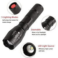 Lampe torche tactique puissante, lampe torche Tarch 18650, batterie rechargeable, zoom XML T6 LED avec corde, alliage d'aluminium IP55, 5 modes