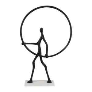 Scultura Uomo con Anello su Base in Marmo, Elegante Decorazione per Casa, Soggiorno, Tavolino da Caffè - Product Image 4