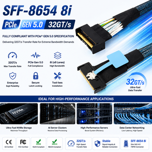 Cable LUNG KAY PCIe 5.0 MCIO SFF-8654 8i de 74 pines, cable de interconexión de datos para servidor PCIe Gen5 Mini Cool Edge IO para almacenamiento NVMe OEM - Product Image 1