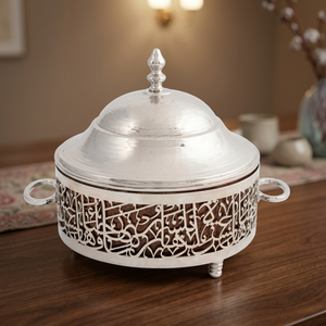 Olla redonda tradicional china de acero inoxidable con tapa y asas de acero inoxidable, contenedor aislante para mantener la comida caliente. - Product Image 3