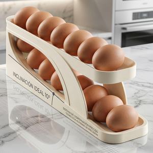 Distributeur d'œufs roulant à 2 niveaux Ele-Gate, 12 œufs, antibactérien, fraîcheur, organisateur de réfrigérateur de cuisine - Product Image 3