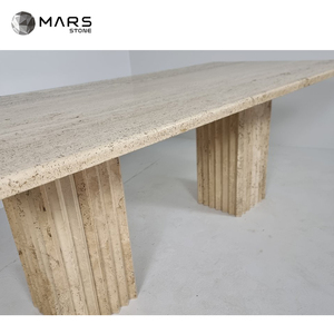 Travertina naturale <span class=keywords><strong>marmo</strong></span> pietra mobili moderno Beige travertino <span class=keywords><strong>tavolo</strong></span> <span class=keywords><strong>da</strong></span> <span class=keywords><strong>pranzo</strong></span> per ristorante sala <span class=keywords><strong>da</strong></span> <span class=keywords><strong>pranzo</strong></span> - Product Image 6