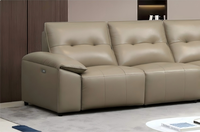 Canapé électrique multifonctionnel minimaliste italien avec table basse escamotable, canapé droit en cuir pleine fleur à motif litchi.