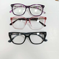 Montures de lunettes optiques à monture complète en acétate dégradé translucide, multicolores, en gros, en stock
