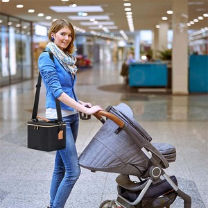 Bolsa Térmica para Leche Materna con Paquete de Hielo, Bolsa para Biberones con Correa para el Hombro, Bolsa Portátil Negra para Madres Lactantes - Product Image 2