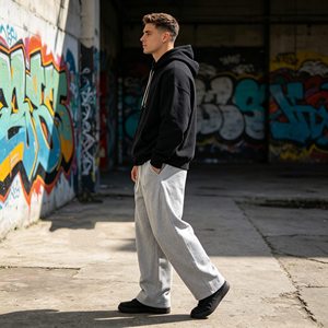 Sudaderas con capucha personalizadas para hombre, estilo jogger, holgadas, 500 g/m², 100 % algodón, con bordado 3D en relieve, reflectantes, de corte extragrande/recto, conjuntos deportivos para hombre. - Product Image 5