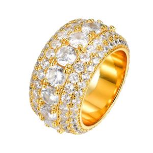 Anillo de Eternidad Hip Hop con Incrustaciones de Moissanita VVS, Plata 925, Certificado GRA, Estilo Rapero, 5 Hileras, Brillante y Deslumbrante para Hombre, Pasa el Test de Diamantes - Product Image 1
