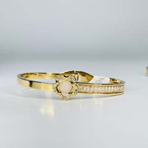 Fashion <b>Bangle</b> 316L Stainless Steel PVD Gold Plating With Pearl And Crystal Detailing For Women - Product Image 1