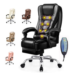 Moderner Indischer Ergonomischer Massage-Gaming-Stuhl Schwarz Verstellbarer Schreibtisch-Bürostuhl mit Ausziehbarer Kopfstütze - Product Image 1
