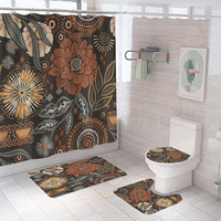 Rideau de douche floral en polyester, résistant à la moisissure, séchage rapide, installation facile, ensemble de rideaux de douche OEM ODM moderne