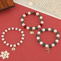 Bracelet de Noël Enchantant pour Femmes, Bracelet Perlé avec Breloques Perles Vertes, Cadeau de Fêtes pour Filles, Vente en Gros Personnalisée