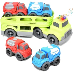 自由轮建筑卡车玩具车工程拖拉机儿童玩具车3合1运输车带轻声音乐