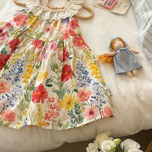 Child Star Circle Girls Floral Print Dress Sleeveless Scalloped Neck Cotton Summer Pastoral Style Dress For Baby Girl - Product Image 2