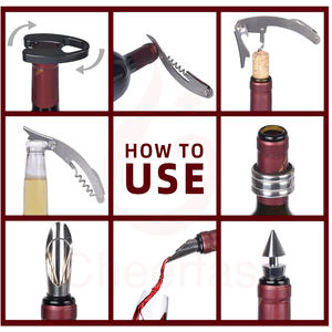 Juego de accesorios para vino de 5 piezas, diseño moderno, con funda para botella de vino - Product Image 5