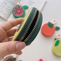 Schattig fruitvormig muntportemonneetje, mini leren muntentasje & sleutelhanger voor handtas
