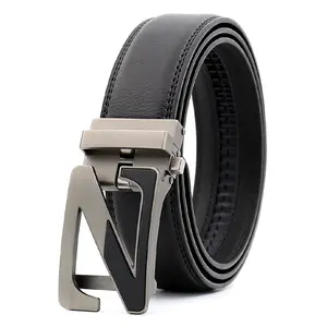 Ceinture en cuir à cliquet pour hommes, boucle coulissante automatique, styliste, nouvelle collection