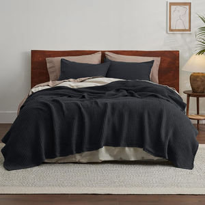 Lightweight Eco-Friendly Cotton <b>Waffle</b> Weave Printed Pattern <b>Blanket</b> All-Season Soft Skin-Friendly Throw Style Plain - Product Image 6