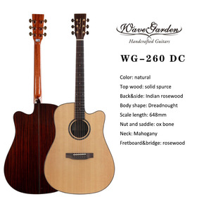 Guitare acoustique solide WG260 Wavegarden, semi-acoustique de haute qualité avec dos et côtés, bon prix - Product Image 4