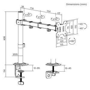 Nền Kinh Tế Thép Văn Phòng Màn Hình Vesa Bàn Núi Đứng Có Khớp Có Thể Điều Chỉnh Màu Đen Màn Hình Duy Nhất Cánh Tay Cho 17 "-32" Màn Hình Máy Tính - Product Image 5