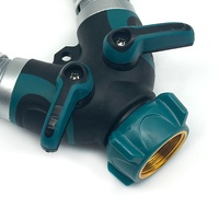 Répartiteur de tuyau d'arrosage 2 voies robuste, solide et durable, connecteur en Y pour tuyau d'arrosage, corps en métal, alliage de zinc (vert)