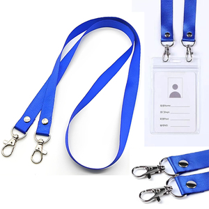 Lanière de carte d'insigne d'identité simple avec lanière de support en plastique Double crochet avec porte-badge de carte d'identité <span class=keywords><strong>bleu</strong></span> - Product Image 1