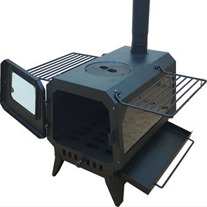 Barbecue au charbon de bois pliable, portable, léger, coupe-vent, manuel, en acier inoxydable, facile à nettoyer, style européen simple, pour le camping - Product Image 1