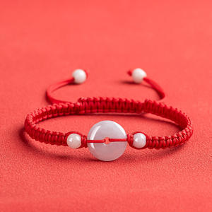 หยกพม่าธรรมชาติ หยกเจไดต์ ปิงอัน บัคเคิล สร้อยข้อมือหยกถัก สำหรับผู้ชายและผู้หญิง หยกขายส่งทั่วไป SL11 - Product Image 1