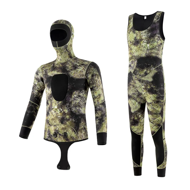 Dropshipping Smoothskin Men Freediving Camo Open Cell Wetsuit 5mm Neoprene for Underwater Surfing Diving Spearfishing