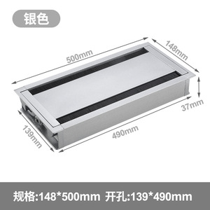 Desktop Aluminum Wire Brush Patch Panel with Dual-Sided Embedded <b>Socket</b> Panel Line Hole <b>Cover</b> for Bedroom Use Durable Design - Product Image 2