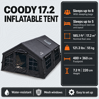 Tente gonflable familiale Coody Familia 17.2 Air - Noire, installation rapide, tissu en coton, glamping, quatre saisons, durable, pour le camping en famille