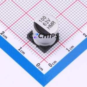 Condensador Electrolítico de Aluminio Híbrido Sólido-Líquido 118EC447 SMD, D10xL10.5mm 100uF 20% 63V 1.4A-100kHz - Product Image 1