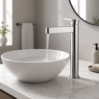 Robinet de lavabo haut en acier inoxydable 304 sans plomb pour salle de bain, hôtel, lavabo commercial, robinet mélangeur, vente directe usine
