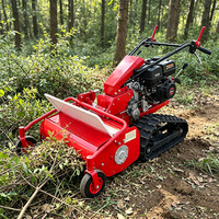 Tondeuse à fléaux sur chenilles de 860 mm, moteur thermique 15 CV, démarreur électrique, 69 lames en Y, débroussailleuse