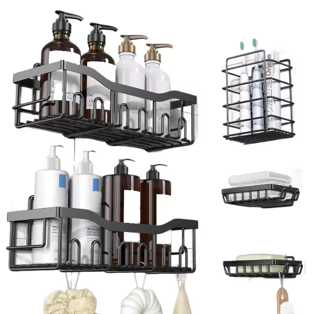Bathroom Storage Home Decor Shower Rack Organizer 5 Pack Iron Wall ...
