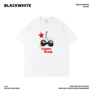 Camiseta de Algodón y Fibra de Bambú para Mujer, Color Negro y Blanco, Talla L, Transpirable, Cuello Redondo, Estilo Casual - Product Image 4