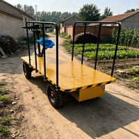 Nouveau camion à plateau plat électrique en métal avec garde-corps haute capacité de charge de 800 kg pour le transport de restaurants et de marchandises/passagers