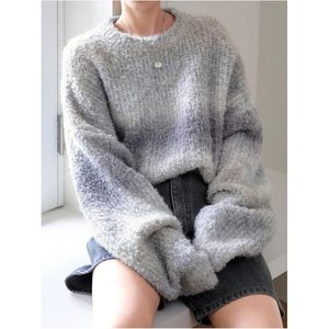 Pull tricoté surdimensionné vintage personnalisé pour femme, col rond, manches longues, anti-boulochage, chaud, pour l'hiver - Product Image 4