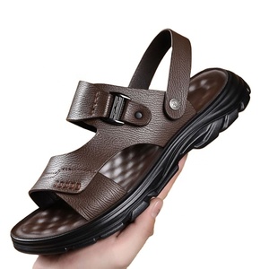 Sandales d'été pour hommes, à bout ouvert, semelle en caoutchouc, décontractées, à enfiler, couleur unie, confortables, pour la conduite - Product Image 1