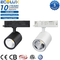 Ecolux Spot Led - Sistema de Iluminación Fácil de Regulación, Nuevo, 3 COB de Alta Potencia, 5000k, 45w, Cable de Aluminio ETL, 10w, 30w, 360, Iluminación Móvil sobre Riel