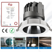 Spot encastré LED 15W anti-éblouissement orientable COB IP54 en aluminium dimmable 90Ra 500lm pour hôtel, bureau, intérieur