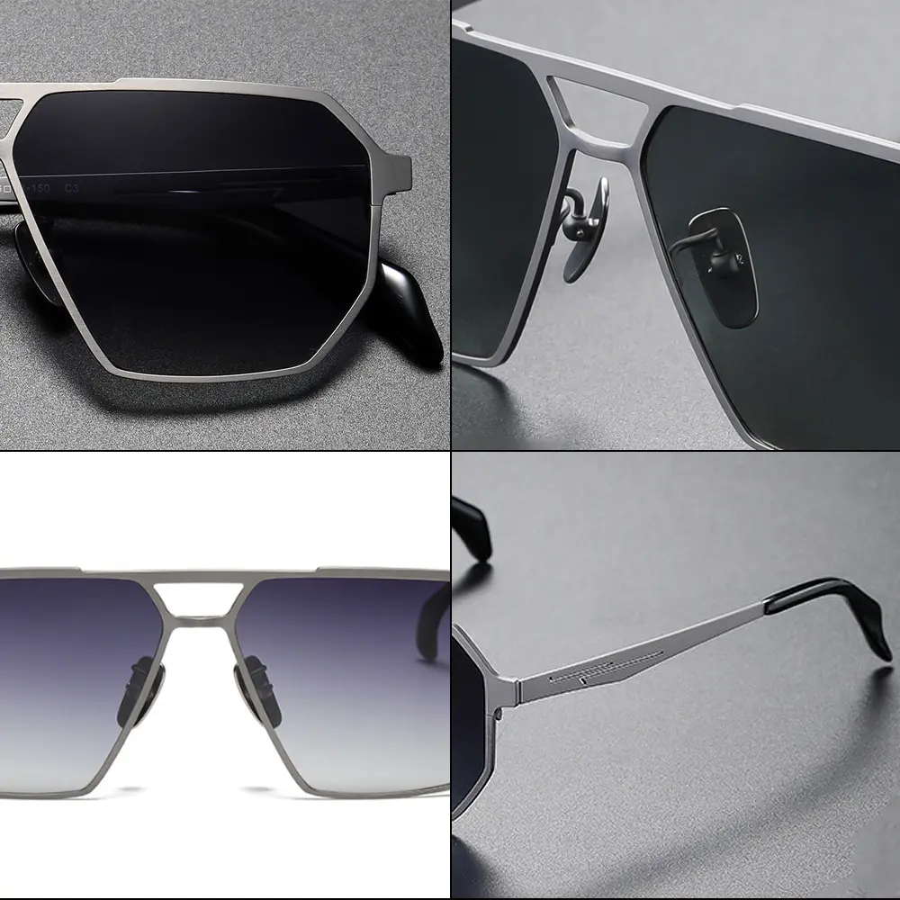 2024 Neuer Designer polarisierte Fahrbrille Reine Titan-Sonnenbrille Doppelbrücke Herren